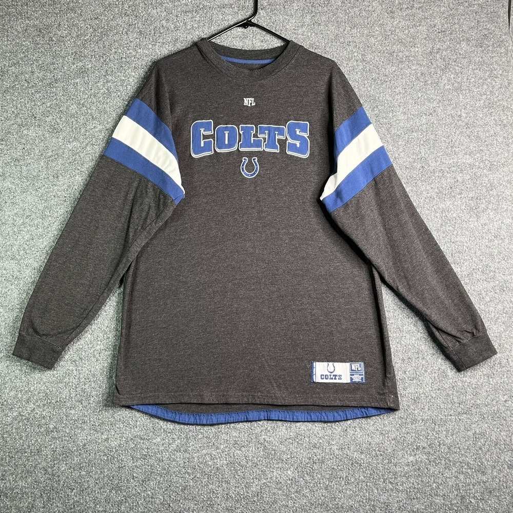 Indianapolis Colts Shirt Men's XL Long Sleeve‎ Pullover NFL Embroidered Gray